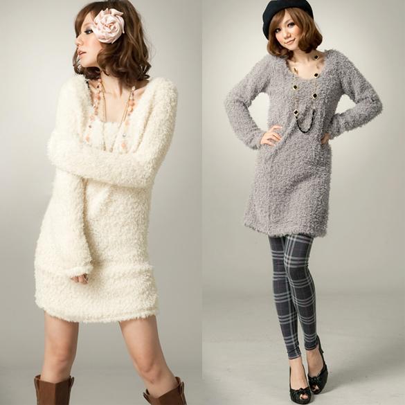   Autumn Winter Spring Korean Fashion Womens Plush Render Skirt Dress