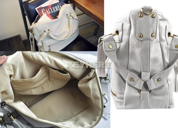 Lady Faux Leather Tassel Handbag Shoulder Bag Zipper  