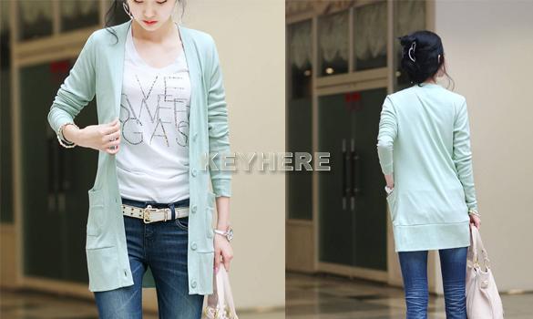 Womens Super Show Thin Knit Shirt Coat Top Long Sleeve Pocket stretch 