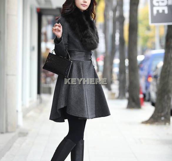 Ladys Winter Elegant Slim Fit Long Fashion Coat Jacket Woolen Outwear 